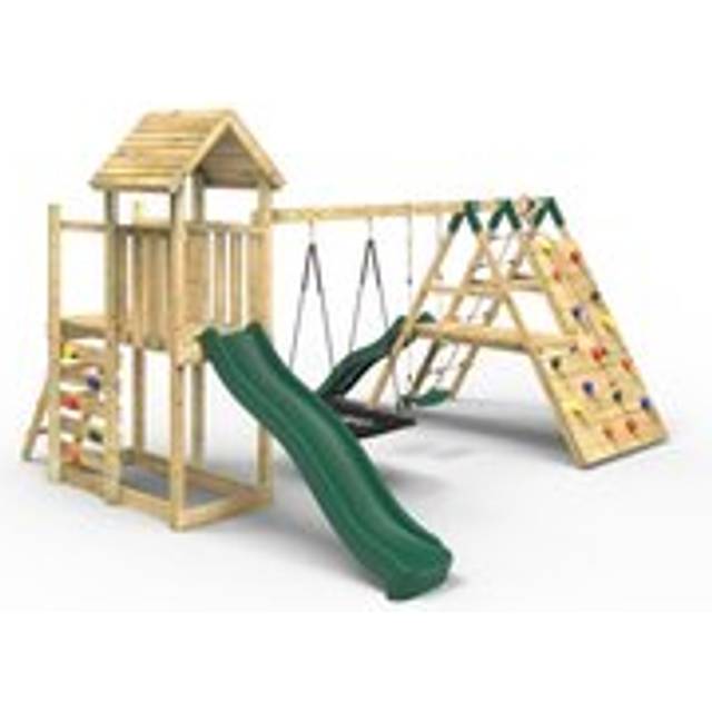 Rebo - Extended Tower Wooden Climbing Frame with Swings & Slide - San Luis