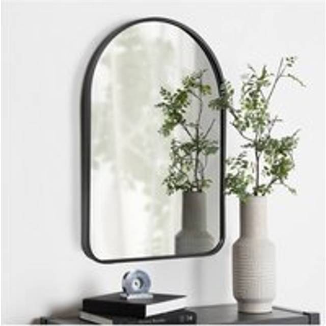 Modern Arched Wall Mirror with Aluminum Alloy Frame,40cm W x 60cm H - Black - One Size