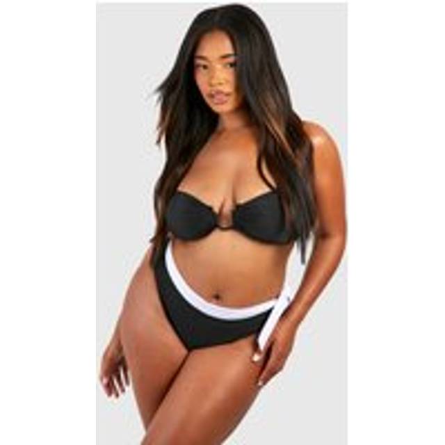 Womens Plus Mono Contrast High Waisted Bikini - Black - 24, Black