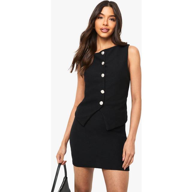 Womens Textured A-Line Mini Skirt - Black - 6