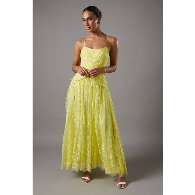 Lace Cami Maxi Dress - Yellow - 18