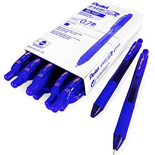 Pentel Energel X BL107 Retractable Gel Rollerball Pens - 0.7mm - Blue Ink - Pack of 12