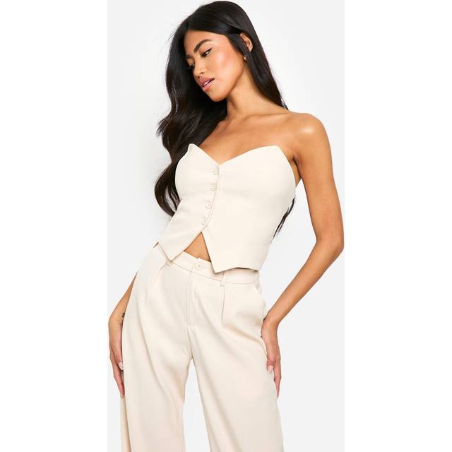 Womens Bandeau Corset Style Waistcoat - Cream - 12, Cream