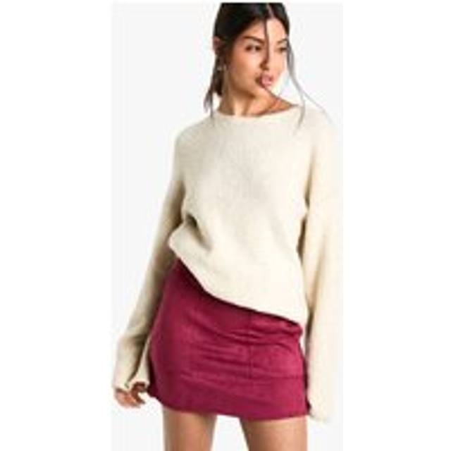 Womens Suede Look Mini Skirt - Red - 10