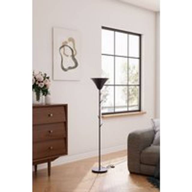 Modern Black Floor Lamp with Coat Rack - One Size