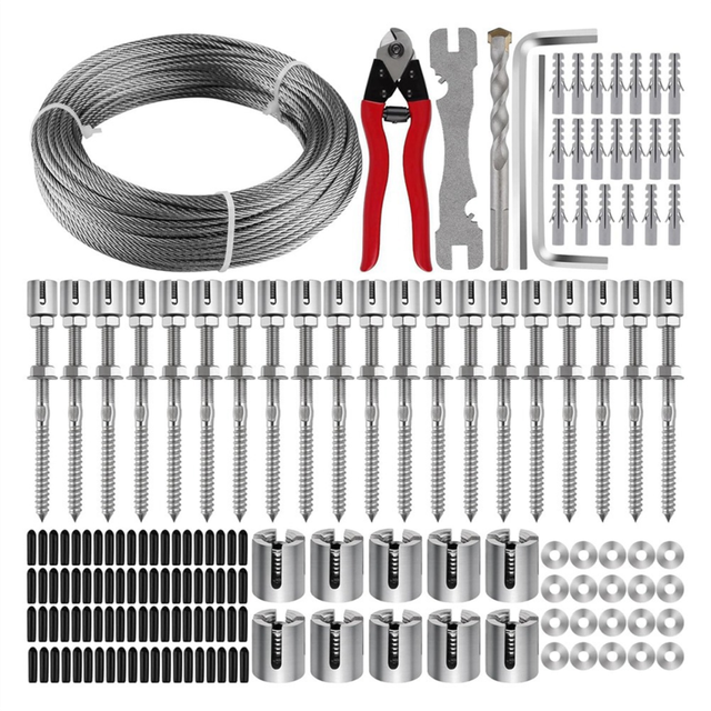 100FTGarden Wire Trellis for Climbing Plants, Stainless Steel Garden Ropes System Kit Plants Vines