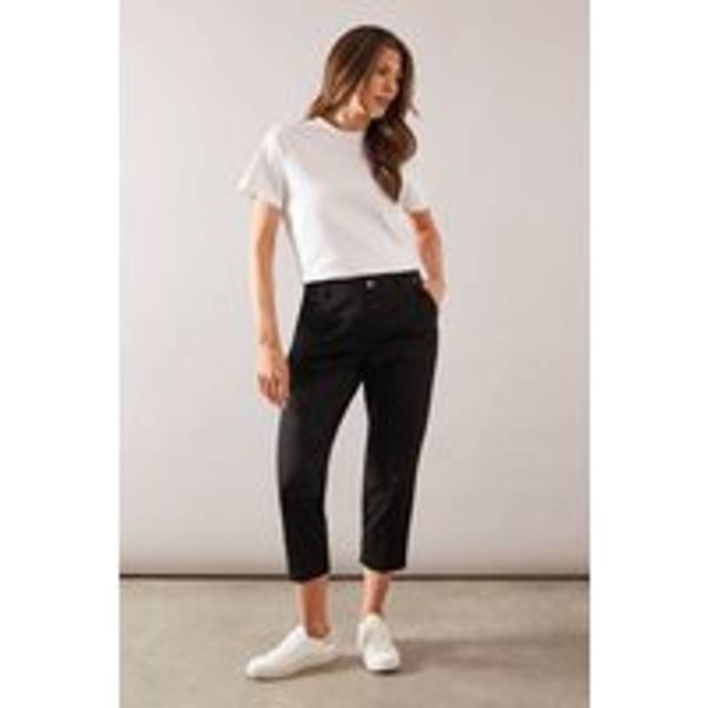 Womens Stretch Capri Trousers - Black - 12