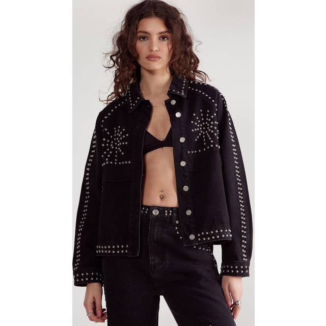 Womens Western Studded Denim Jacket - Black - 14