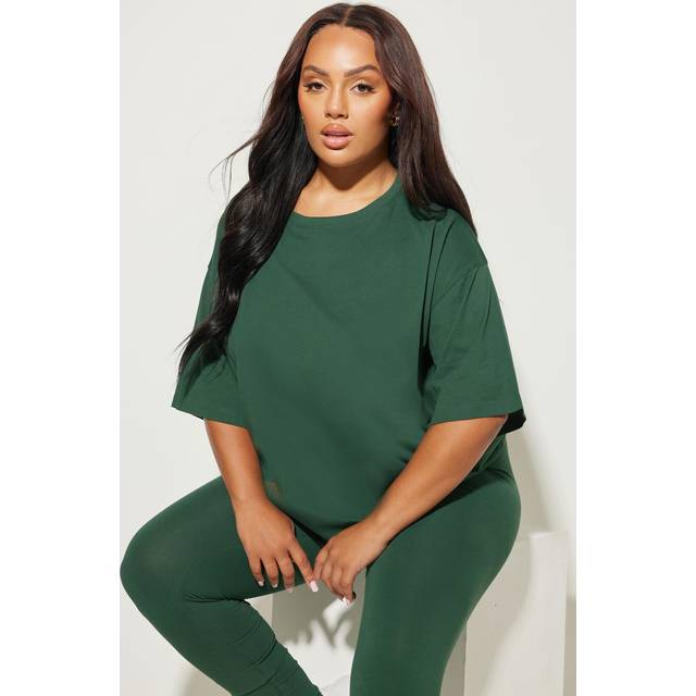 Yours Curve Dark Green Relaxed Longline Tshirt, Women's Curve & Plus Size, Yours - 34-36