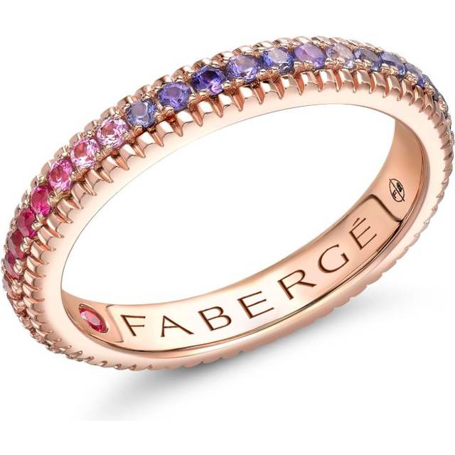 Fabergé - 18K rose goldColours of Love Rose Gold Rainbow Multicoloured Gemstone Fluted Eternity multi stone Ring - women - Yellow Sapphire/Blue Sap...