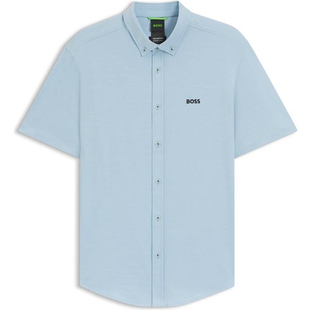 BOSS Motion Regular Fit Short Sleeve Shirt - Light Blue, Light Blue, Size 2Xl, Men - 2XL
