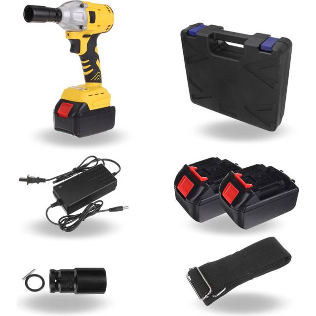 "1/2"" Cordless Brushless Impact Wrench Brushless Motor Power Driver Electric Wrench with 2 Battery"