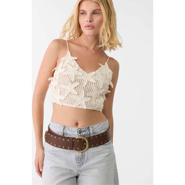 Stradivarius – Beige, brett skärp med stjärnnitar-Naturlig