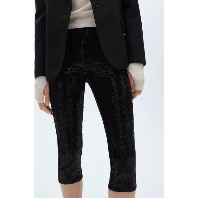 Mango Xpiri Sequin Leggings, Black