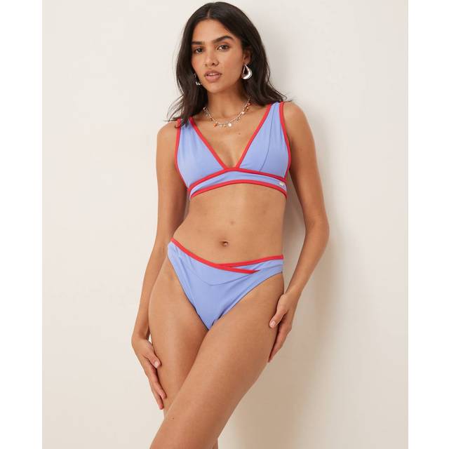 Contrast Plunge Bikini Top - Blue