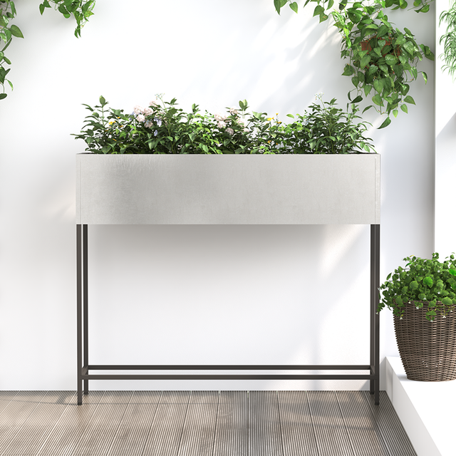 Höjdträdgårdsplanterare Silver 100 x 26 x 82 cm Rostfritt stål