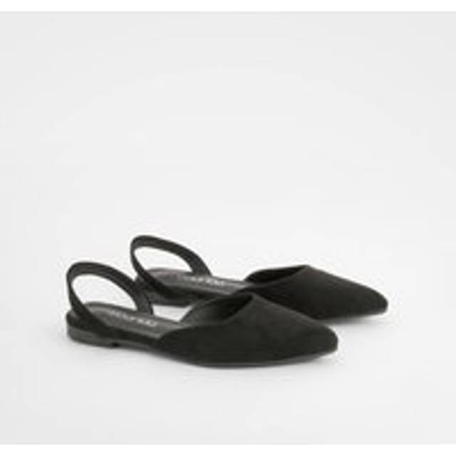 Womens Slingback Pointed Flats - Black - 7, Black
