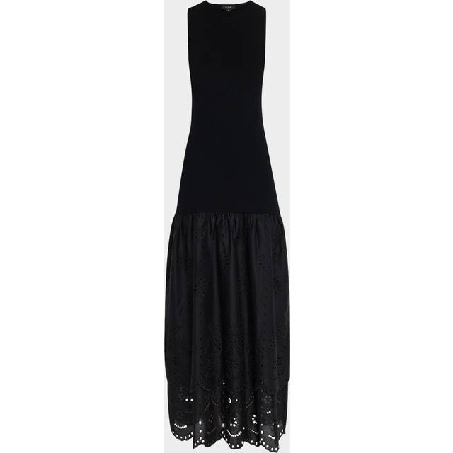 Lavina Embroidered Drop-Waist Maxi Dress - BLACK - Medium