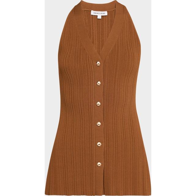 Veronica Beard Dax Knit Vest Dark Whisky - XS