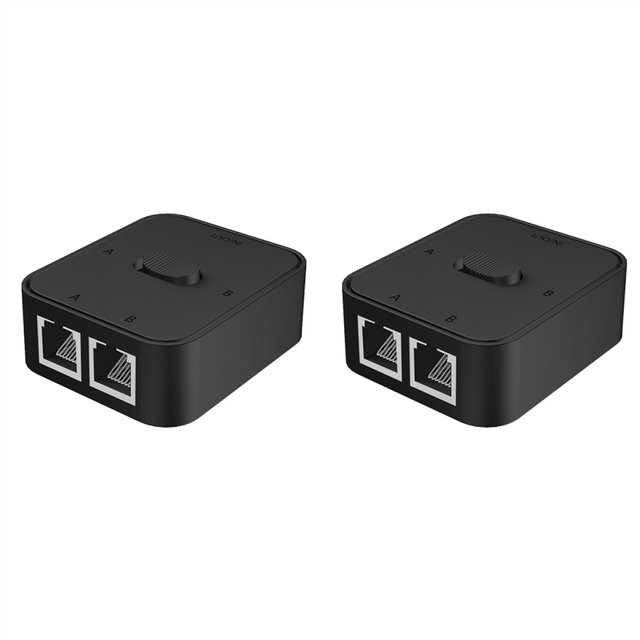 2 Port Gigabit Network Switch RJ45 Splitter-Black
