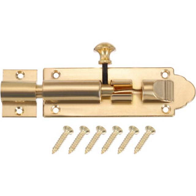 4 Copper Barrel Bolt Latch, Cane Bolt Buckle Lock With Screws, Brass