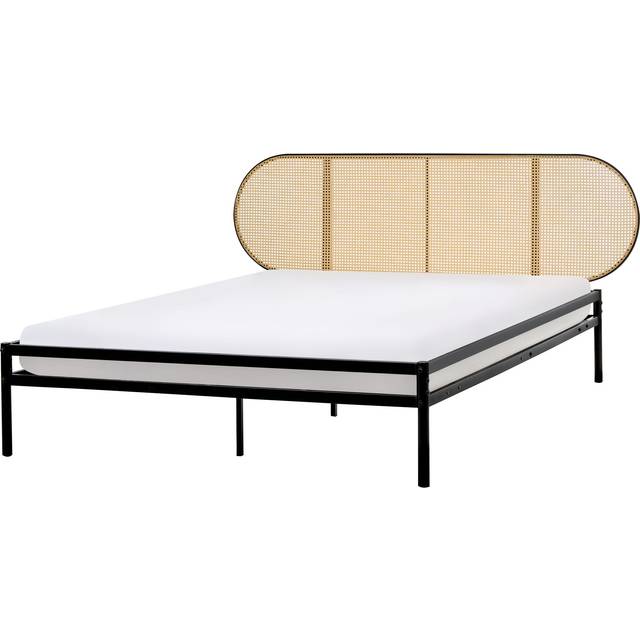 Beliani Bed Pe Rattan Boulin 160 X 200 Cm Eu King Size Black, Black
