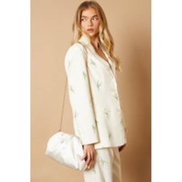 Liora Satin Ruched Large Clutch Bag - Ivory - One Size