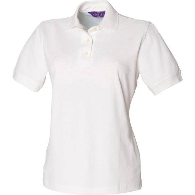 (16 UK, White) Henbury Womens/Ladies Classic Cotton Pique Polo Shirt