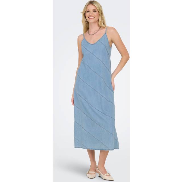 Only Lang Kjole Dame Kjole - Light Blue Denim