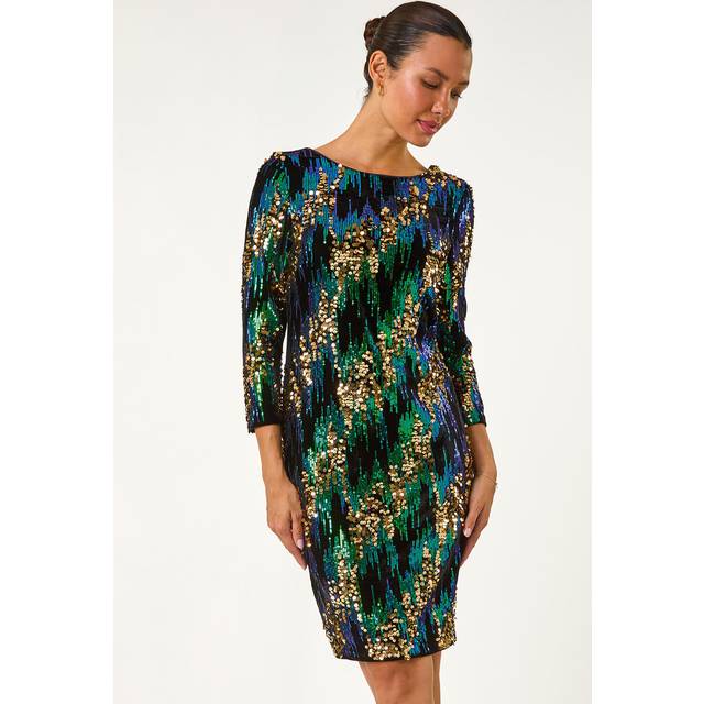 Sequin Shimmer Velvet Dress - Green - 14
