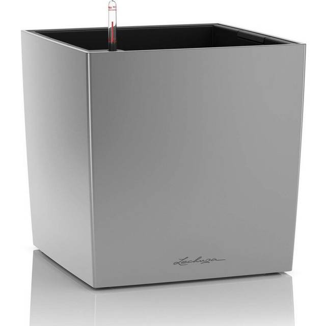 LECHUZA CUBE Premium 50 silver metallic 16568