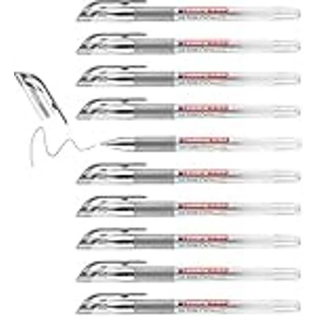 2185 gel roller - silver - box of 10 - 0.7 mm - gel pen for writing, drawing, colouring mandalas, bullet journals - glitter gel pen, silver colour gel