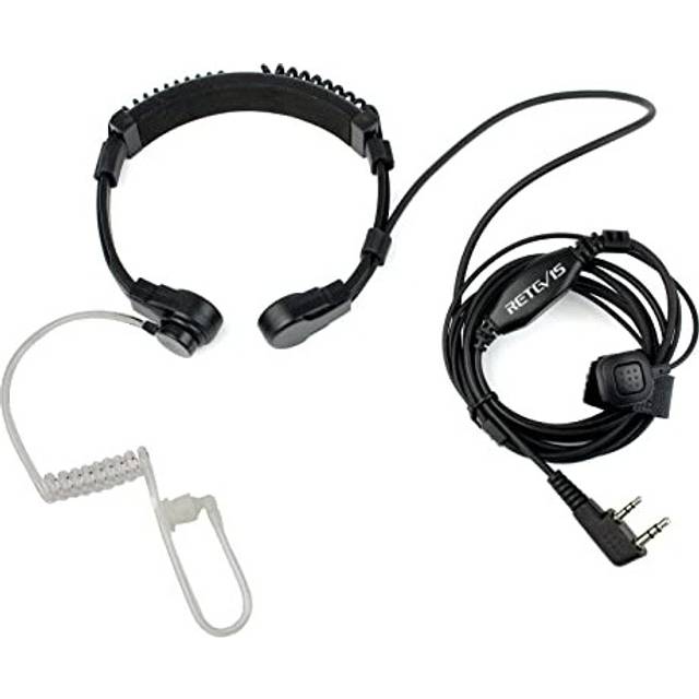 Retevis Walkie Talkie Throat Mic 2-poligt headset infällbar hals mikrofon öronsnäcka kompatibel med 2-vägs radio RT24 RT27 RT622 RT617 Baofeng UV5R Kenwood Covert akustisk tub öronsnäcka (1 st)