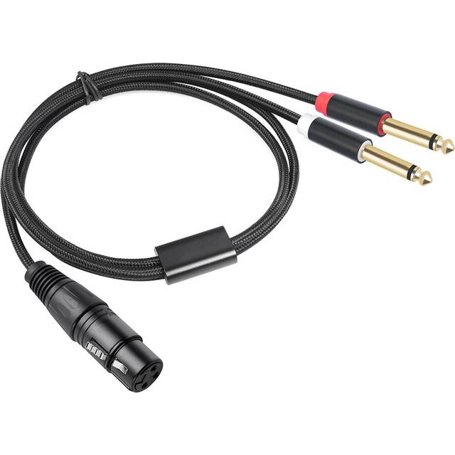3m female xlr to double 6.35mm 1/4 inch mono ts plug mic audio y splitter cable