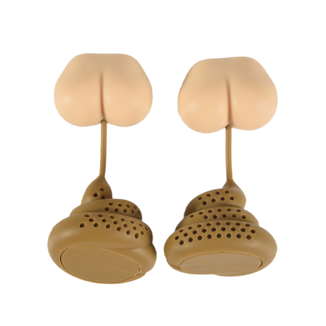 2PC Reusable Silicone Tea Infuser Poop Shaped Funny Coffee Filter Diffuser Strainer Accessories A