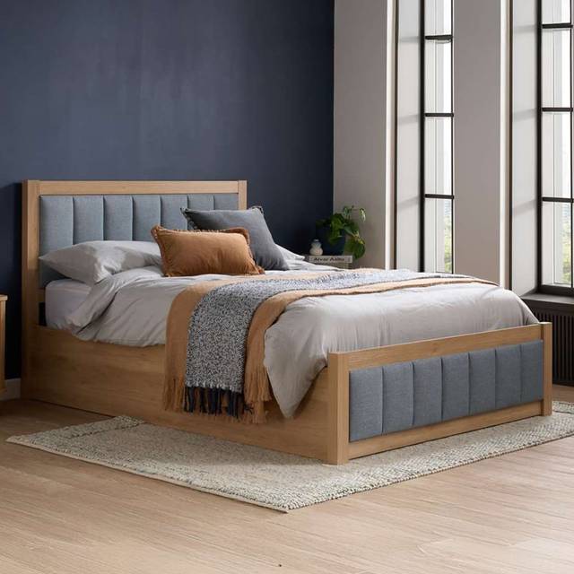 Birlea Belmont Grey And Oak Wooden Ottoman Bed Frame - King