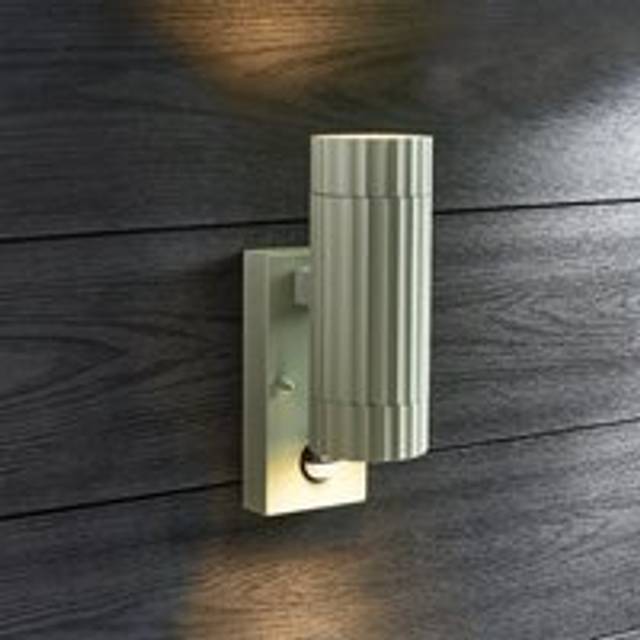 Georgi Ribbed 2 Light PIR Outdoor Wall Light - Sage