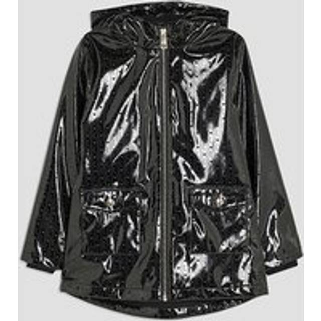 River Island Girls Black Monogram Hooded Raincoat - 7-8 Yrs
