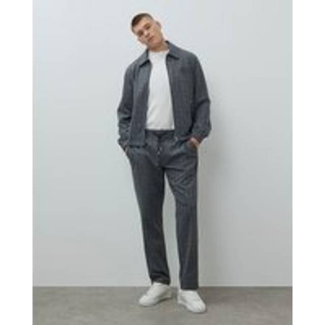 Mens River Island Grey Slim Fit Check Joggers - 42R