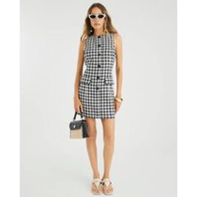 River Island Womens Black Gingham Shift Mini Dress - 10