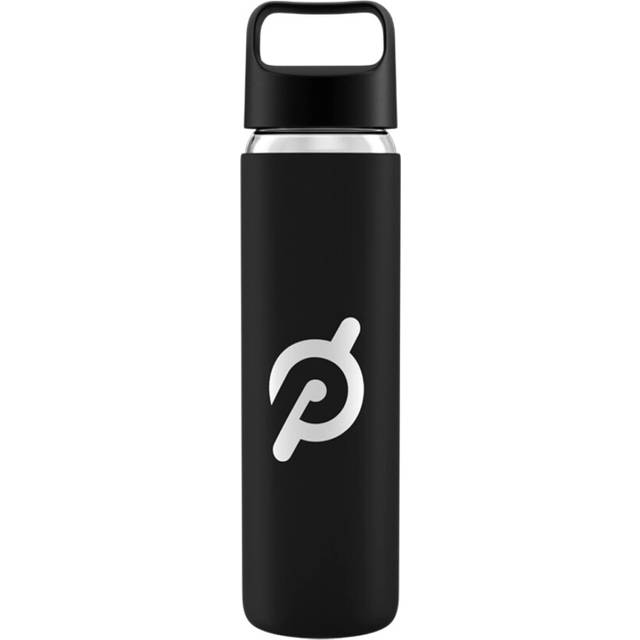 Peloton Glass Water Bottle | 473ml Bottle With Nonslip Silicone Sleeve, Easy-Screw Top Opening, and Travel-Friendly Handle, Black