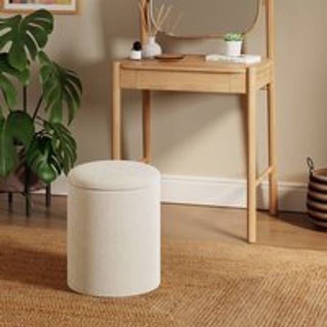 Tray Table Ribbed Storage Footstool - Natural