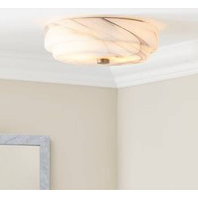 Hotel Kimpton Alabaster Bathroom Flush Ceiling Light - Gold