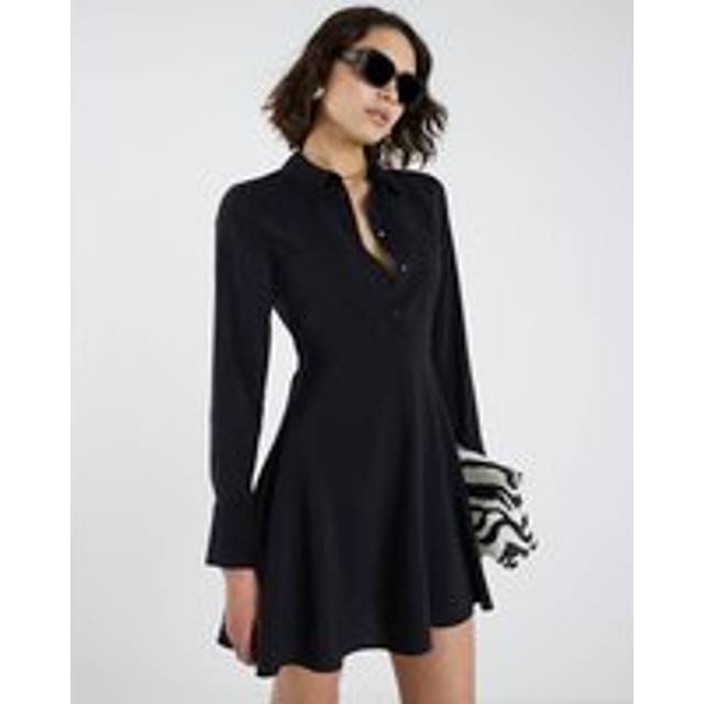 River Island Womens Black Long Sleeve Mini Shirt Dress - 14