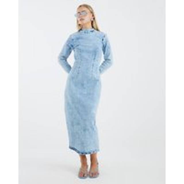 River Island Womens Petite Blue Denim Long Sleeve Midi Dress - 10