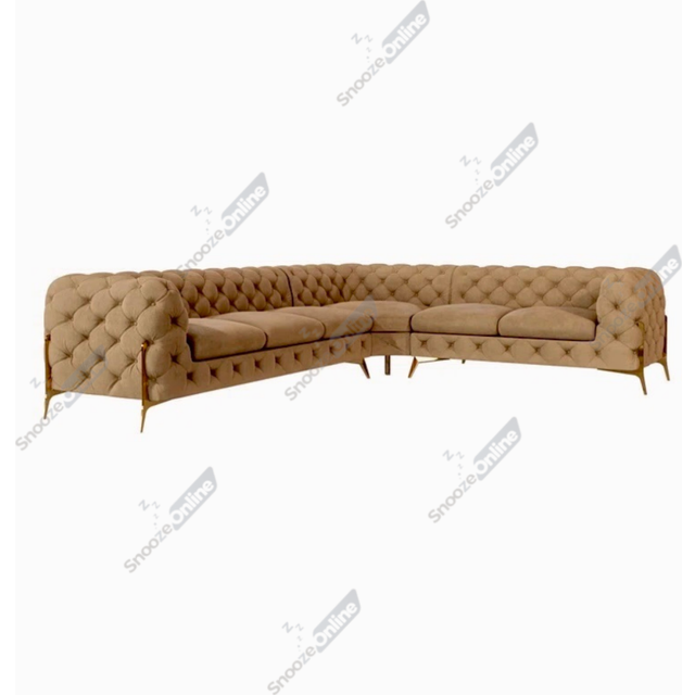 (Mink Velvet, Fabric Swatch) SnoozeOnline Velvet Corner Sofa Chesterfield 4/5/6 Seater Corner Settee Chaise Lounge Couch Sofa For Living Room