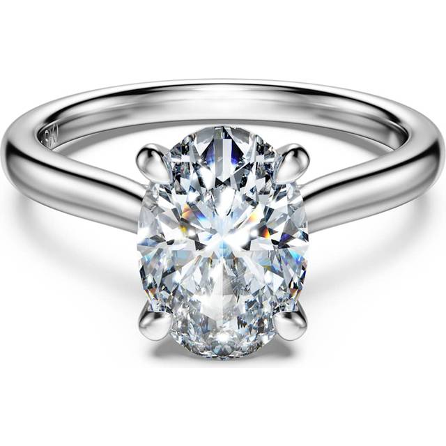 Eternity solitaire ring, Lab-grown diamonds 2 ct tw, Oval shape, 14K white gold - White - 60