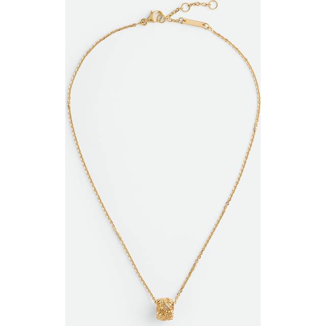 Womens Bottega Veneta Intreccio 18ct Yellow Gold-Plated Sterling-Silver and Cubic Zirconia Pendant Necklace