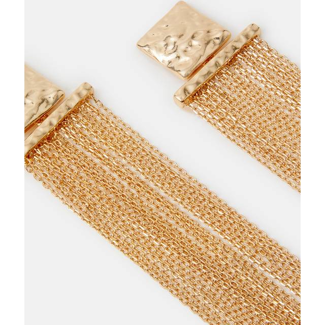 Gold Molten Square Chain Drop Earrings - Accessorize - One Size