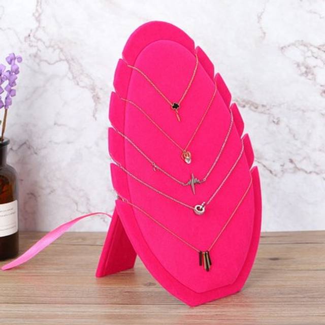 Velvet necklace holder jewelry pendant chain display organizer rack (rose re sls
